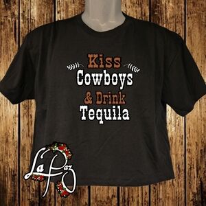 Kiss Cowboys And Drink Tequila Crop Top
